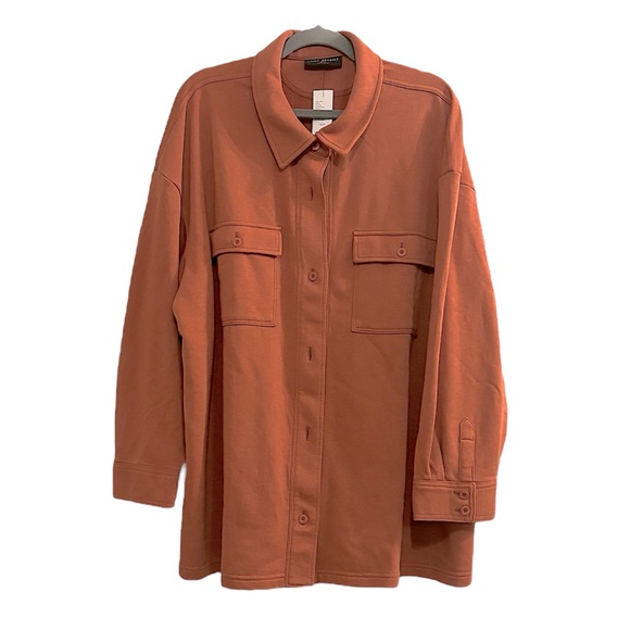 Button-Front French Terry Shacket - Picture 3 of 8